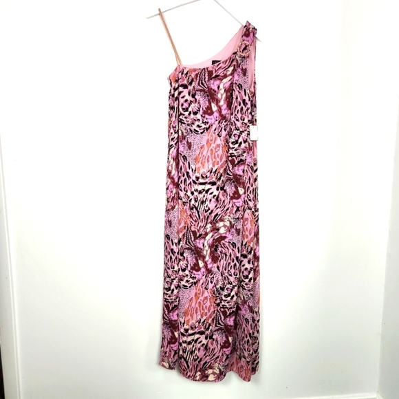 NWT LAUNDRY by Shelli Segal One Shoulder All Over Animal Print Maxi Dress Size 6 - Picture 1 of 9
